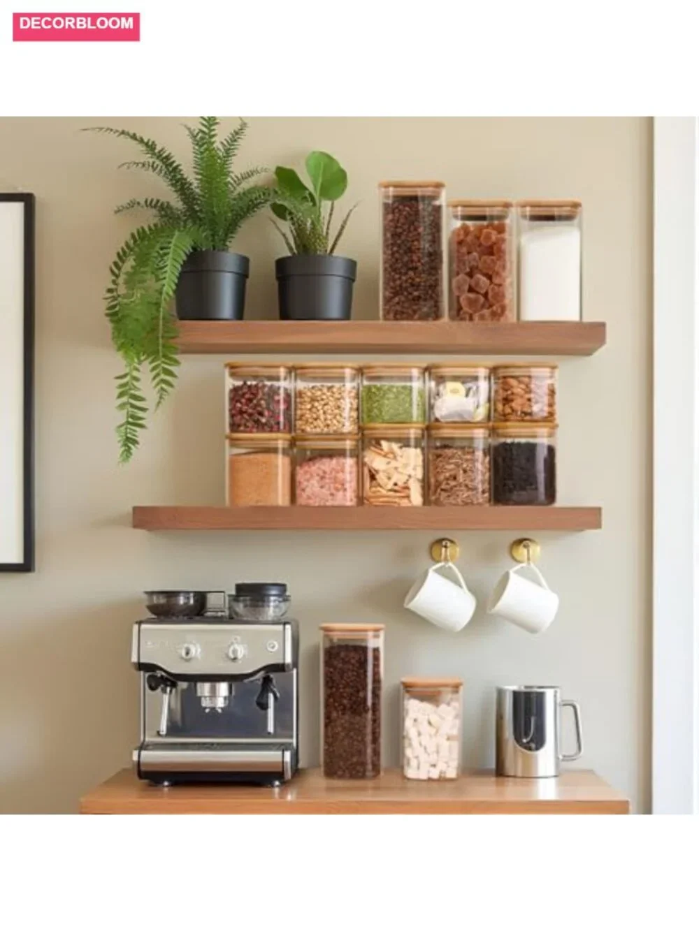 6-Pack Square Glass Pantry Storage Containers with Bamboo Lids, Airtight